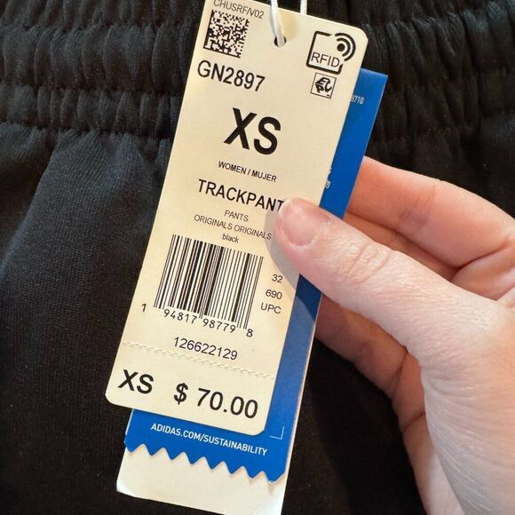 Adidas Originals XS Black Track Pants Joggers Primegreen 3 Stripes Trefoil Logo - Picture 7 of 8